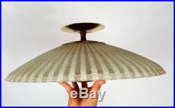 Vtg Mid Century Atomic Retro Glass UFO Flying Saucer Ceiling Light Lamp Danish