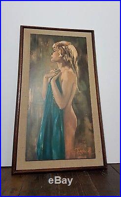 Vtg Mid Century Betty Raphael Aurora Retro Print Framed 50s 60s Kitsch Art Nude