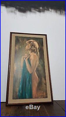 Vtg Mid Century Betty Raphael Aurora Retro Print Framed 50s 60s Kitsch Art Nude