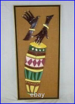 Vtg Mid Century Ceramic Tribal Conga Drum Wall Art 11 x 24 Tiki Bar Decor