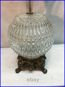 Vtg Mid Century Crystal Glass Smoking Stand 30in Tall Chunky Glass Ashtray Art