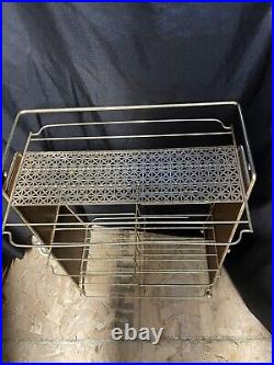 Vtg Mid Century Metal Wire Music Record Stand Shelf For Player, 33 Albums, & 45s