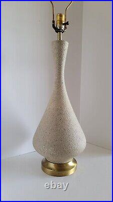 Vtg Mid Century Modern Ceramic Genie Bottle Textured Granite Glaze Table Lamp