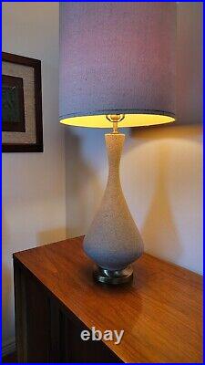 Vtg Mid Century Modern Ceramic Genie Bottle Textured Granite Glaze Table Lamp