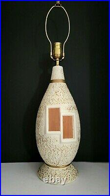 Vtg Mid Century Modern Ceramic & Wood Table Lamp 27