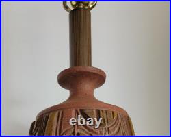 Vtg Mid Century Modern Italian Sculpted Brutalist Terra Cotta Table Lamp 40