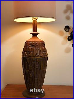 Vtg Mid Century Modern Italian Sculpted Brutalist Terra Cotta Table Lamp 40