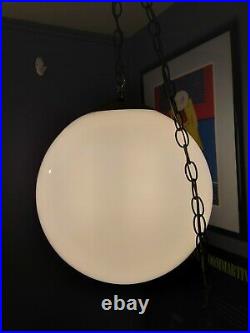 Vtg Mid Century Modern Large Round Ball Sphere Glass Hanging Light Swag Lamp