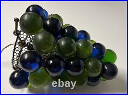 Vtg Mid Century Modern Lucite Grape Cluster Hanging Swag Light Blue & Green