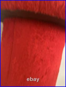 Vtg Mid Century Modern Retro Red Faux Fur MUSHROOM Foot Stool Ottoman
