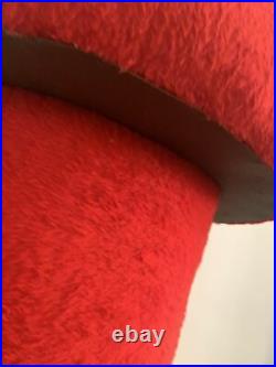 Vtg Mid Century Modern Retro Red Faux Fur MUSHROOM Foot Stool Ottoman