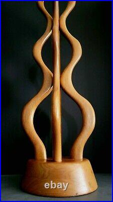 Vtg Mid Century Modern TALL Modeline Sculptural Walnut Table Lamp 46