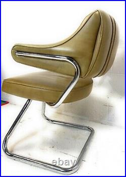 Vtg Mid Century Retro Dinette Chrome Metal Tubular Vinyl Chair MCM