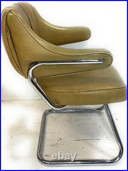 Vtg Mid Century Retro Dinette Chrome Metal Tubular Vinyl Chair MCM