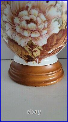 Vtg Mid Century Safran & Glucksman Inc. Asian Porcelain Jar & Wood Table Lamp
