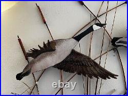 Vtg Midcentury Modern Geese In The Reeds Metal/Brass Wall Art Sculpture
