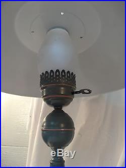 Vtg Pr Table lamps Mid Century Hurricane Lamp painted blue Retro Pink Estate