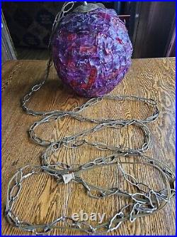 Vtg Rare purple Spaghetti Swag Lamp Hanging Light 12 Lucite