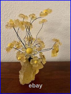Vtg YELLOW Lucite Acrylic Bouquet Flowers Mid Century Modern MCM Black light Glo
