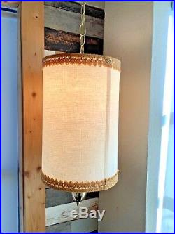 Vtg mid century retro drum shade Hanging Swag Lamps Light modern mcm