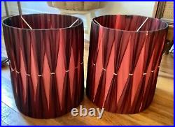 Vtg table Lamp Shade Pair 50s 60s mid century modern retro drum