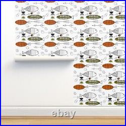 Wallpaper Roll Mid-Century Fish Abstract Art Fishing Vintage Retro 24in x 27ft