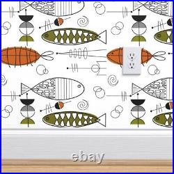 Wallpaper Roll Mid-Century Fish Abstract Art Fishing Vintage Retro 24in x 27ft