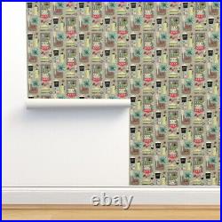 Wallpaper Roll Vintage Kitchen Mod Mid Century Retro Plates Food 24in x 27ft
