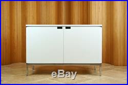 White Marble Florence Knoll Credenza 95 Sideboard Cabinet, Vintage Mid Century