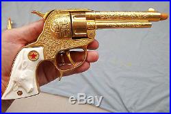 Wow-NM Bright Gold Plated Hubley Texan's cap gun toy pistol-Sweet