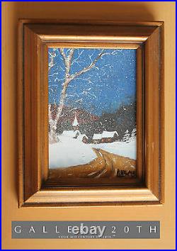 Wow! Vtg Winter Scene Oil Painting! Art MID Century Orig Christmas 50s 60s Santa